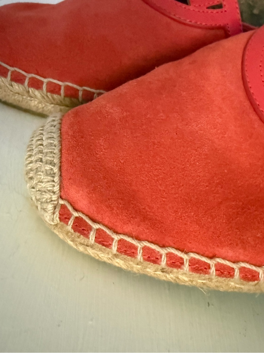 ($225) TORY BURCH Sydney Orange Suede Espadrille Flats 10 - Picture 12 of 13